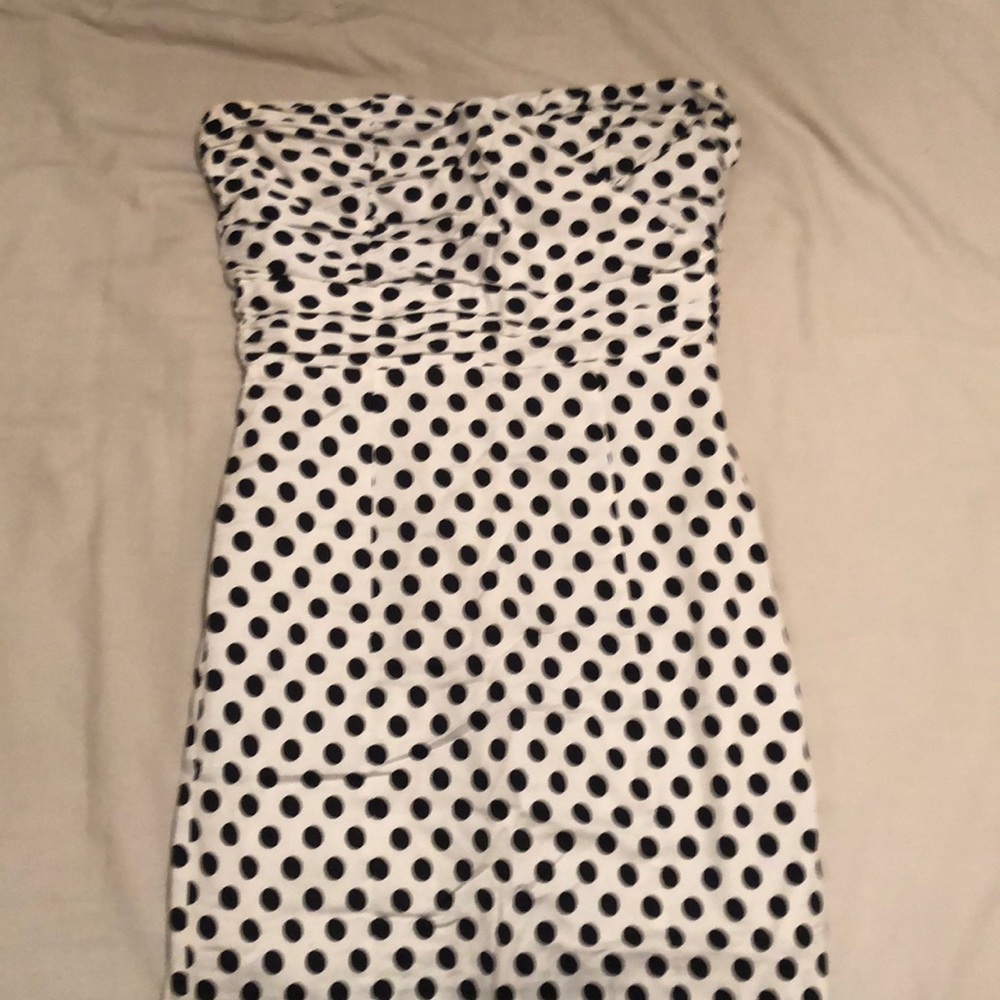 strapless polka dot dress